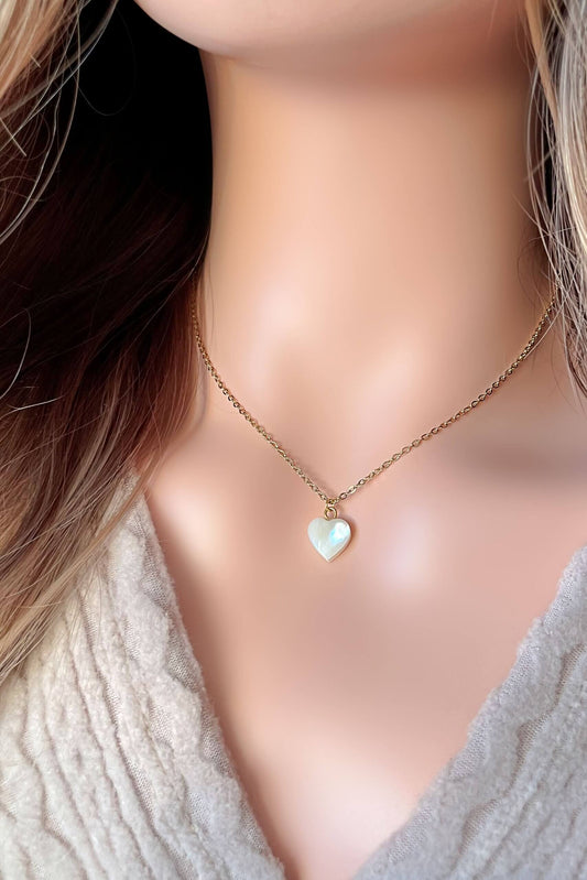 24K Natural Seashell Heart Necklace-0