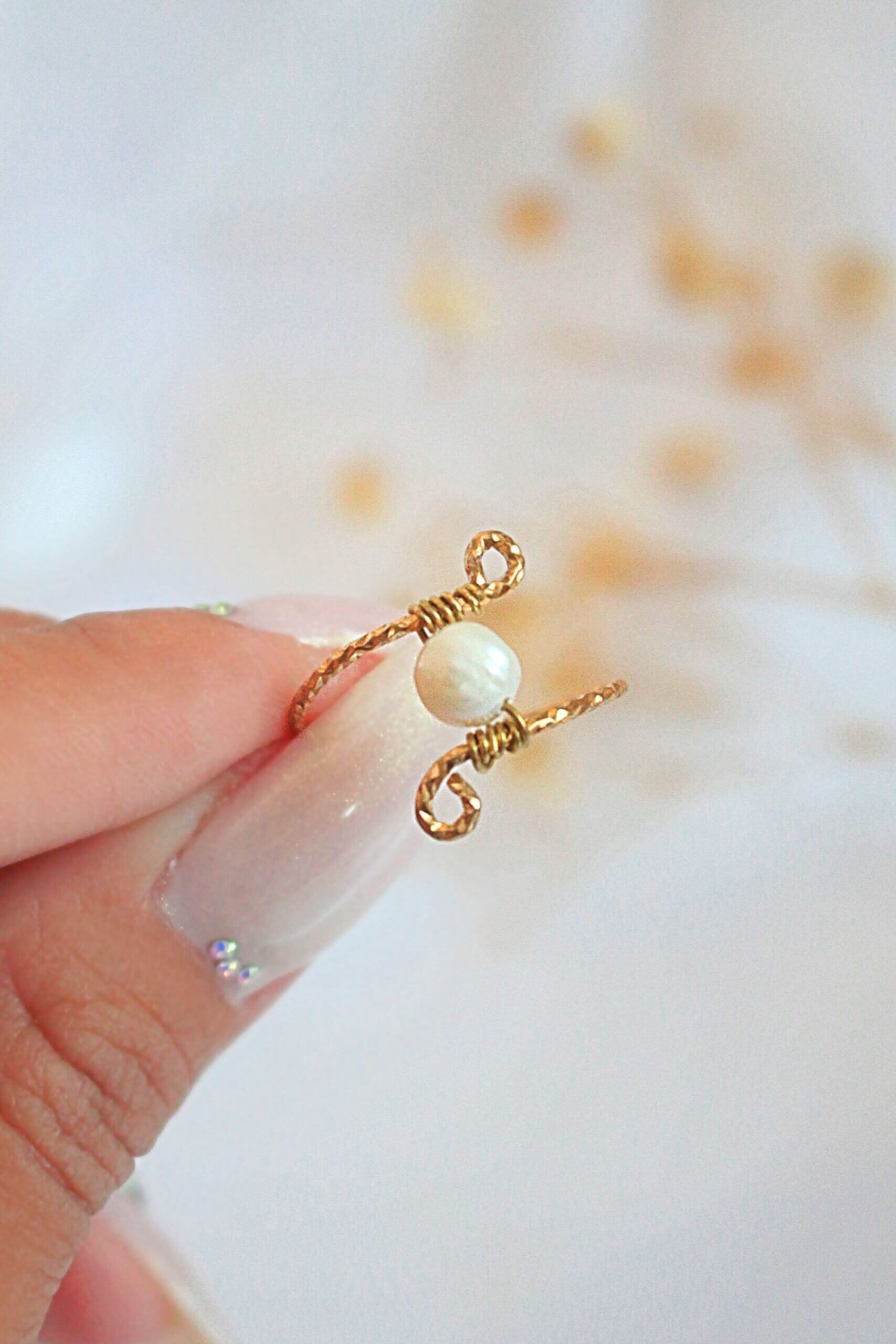 "Mademoiselle" | Solitaire & Band Freshwater Pearls Hand Wired Rings Bundle (2 Items)-5