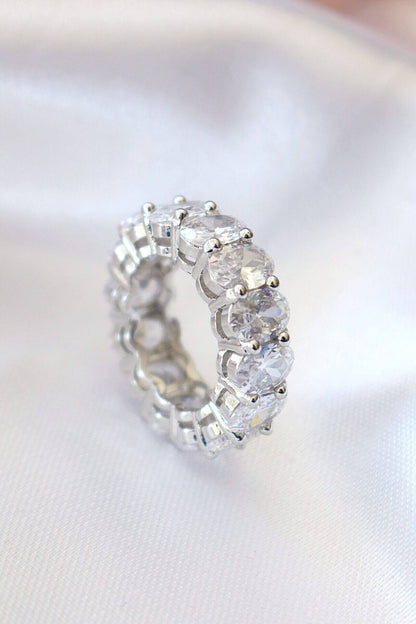 925 Silver Oval CZ Band Ring-1