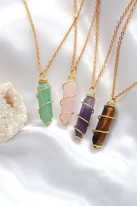 Double-ended Natural Crystals | 18K Hand Wired Necklaces-0