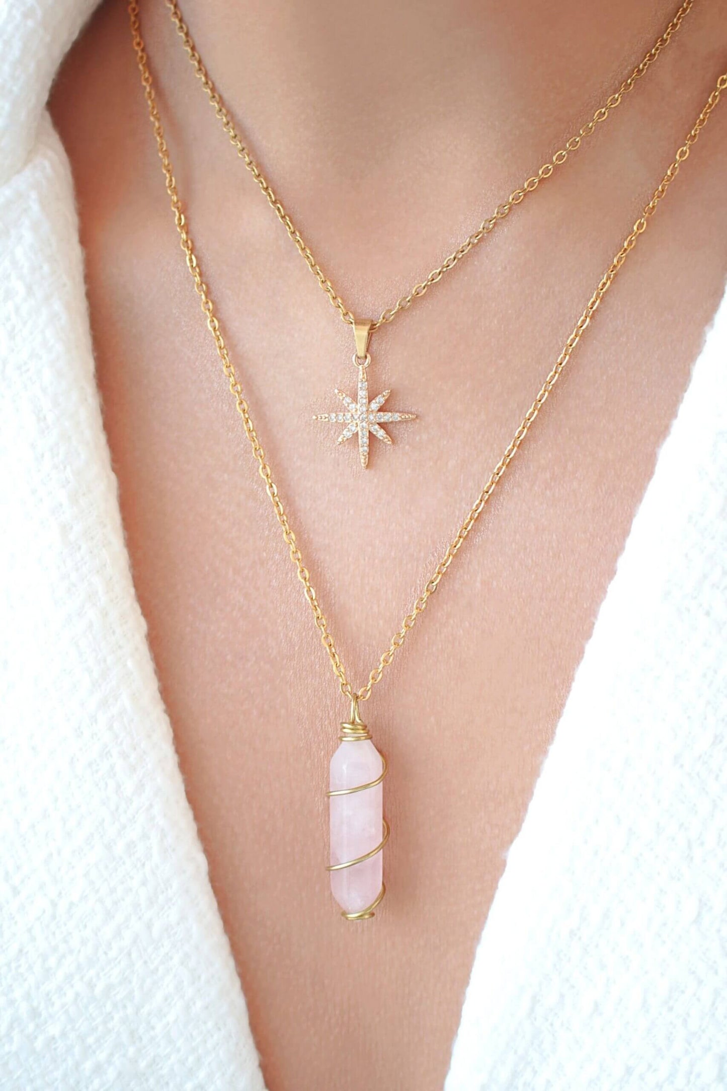 Double-ended Natural Crystals | 18K Hand Wired Necklaces-1